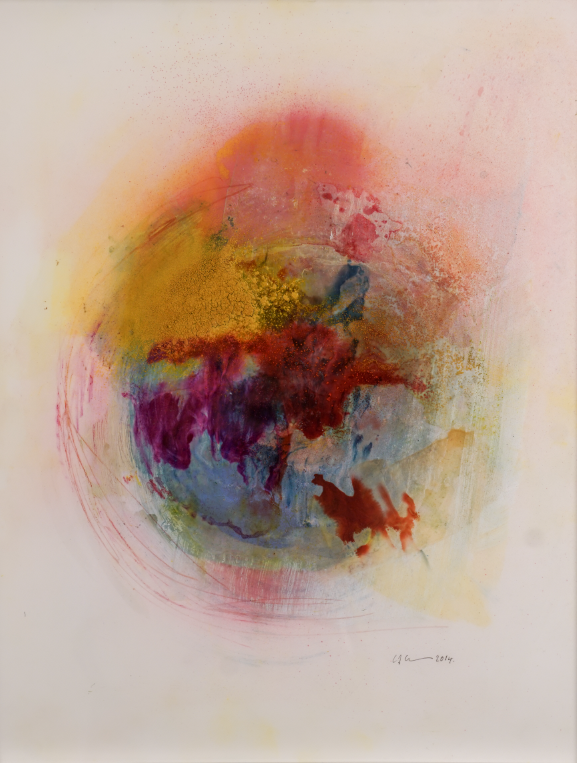 Catherine Chesters, "Spring 01," pigment, acrylic inks, felt pen, shellac varnish, acrylic spray on paper
