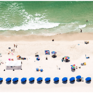 Blue Line of Umbrellas