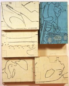 Eugene Brodsky, "Blue Window," mixed media on panel