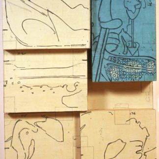 Eugene Brodsky, "Blue Window," mixed media on panel