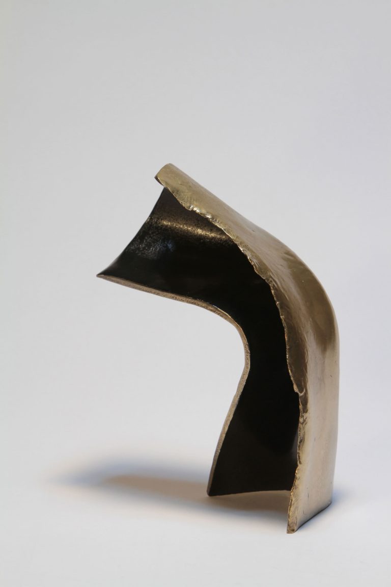 Joe Gitterman, "Dance 09," bronze cast from sheet wax, shadow areas paint, machine polished and polyurethane coated