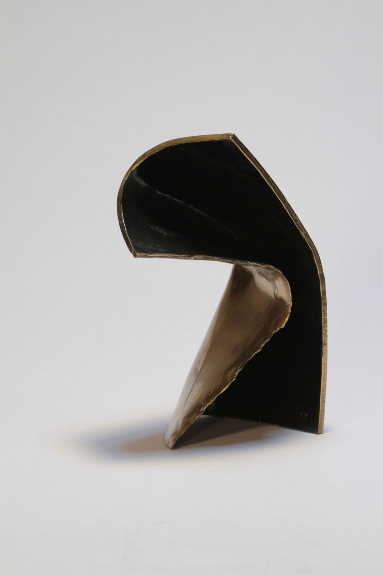 Joe Gitterman, "Dance 10," bronze cast from sheet wax, shadow areas paint, machine polished and polyurethane coated