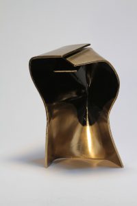 Joe Gitterman, "Dance 12," bronze cast from sheet wax, shadow areas paint, machine polished and polyurethane coated