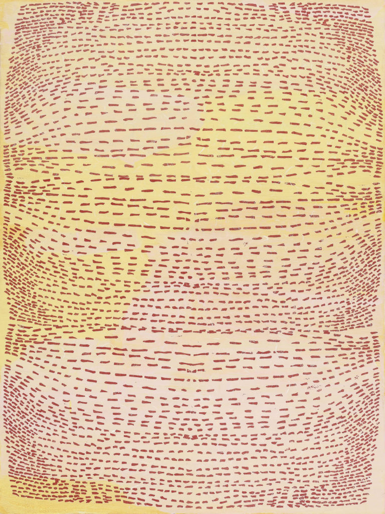 Laura Fayer, "Daybreak," acrylic, rice paper on canvas