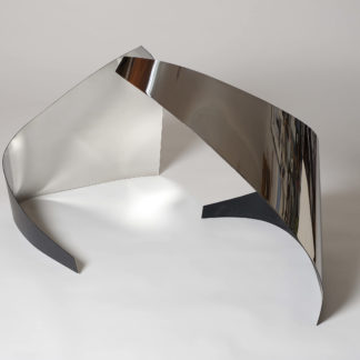 Joe Gitterman, "Duo 1," mirrored stainless steel, powder coating on non-mirrored side