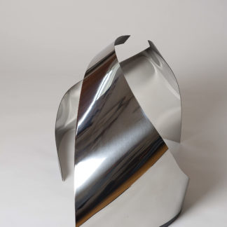 Joe Gitterman, "Duo 2," mirrored stainless steel, powder coating on non-mirrored side