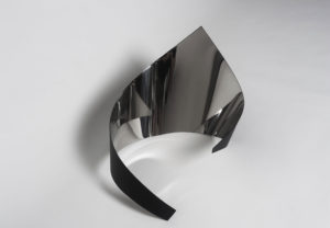 Joe Gitterman, "Gesture 13," mirrored stainless steel, powder coating on non-mirrored side