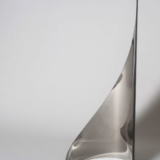 Joe Gitterman, "Gesture 16," mirrored stainless steel, powder coating on non-mirrored side