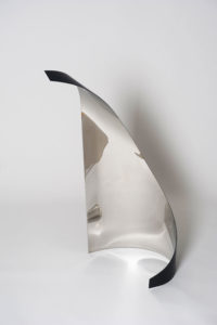 Joe Gitterman, "Gesture 8," Mirrored stainless steel, powder coating on non-mirrored side