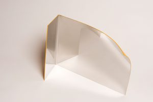 Joe Gitterman, "Gesture Gold," Mirrored stainless steel, powder coating on non-mirrored side