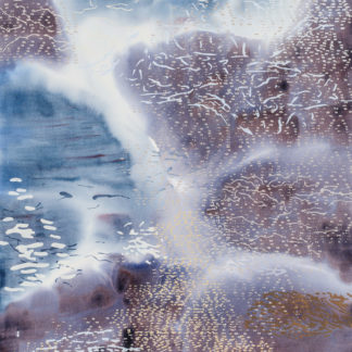 Laura Fayer, "In Space and Time," acrylic, rice paper on canvas