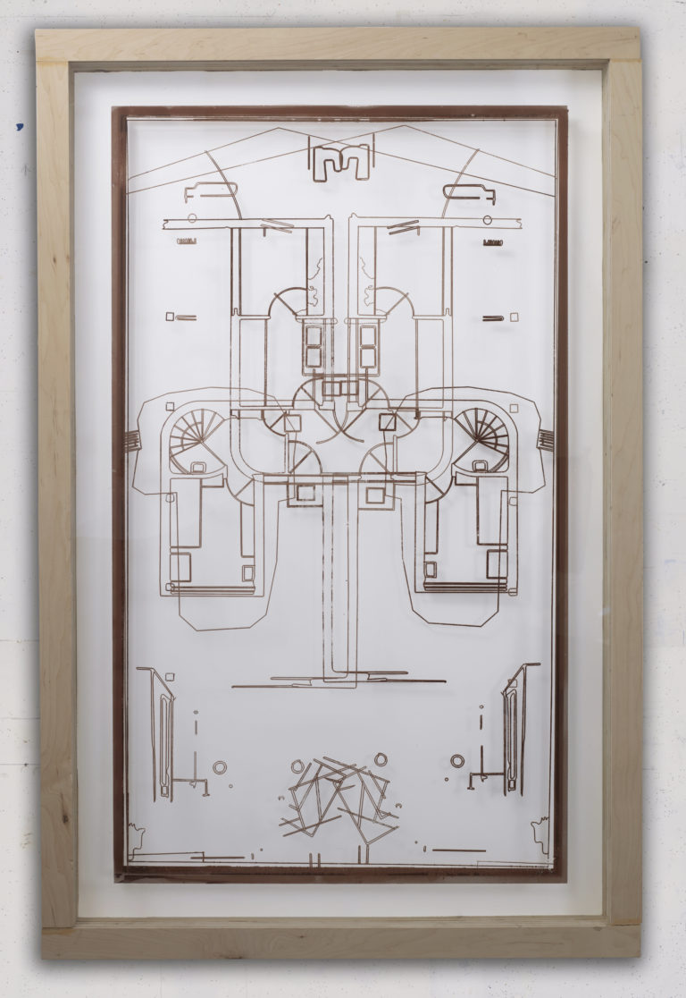 Eugene Brodsky, "JJP5 DP," ink on plastic; framed