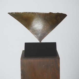 Joe Gitterman, "Leap 3," patinated bronze, black painted aluminum base