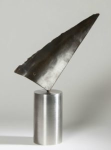 Joe Gitterman, "Leap 5," patinated bronze, polished stainless steel base