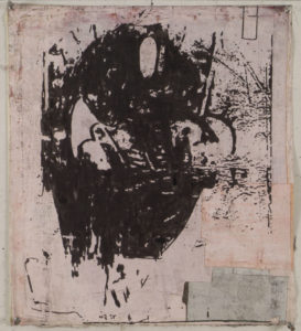 Eugene Brodsky, "Mask Pink," ink on silk