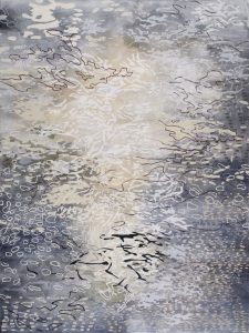 Laura Fayer, "Moontide," acrylic and Japanese paper on canvas