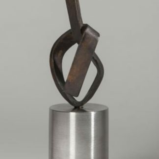 Joe Gitterman, "On Point 6", patinated bronze, polished stainless steel base