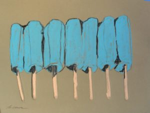 Geoffrey Moss, "Popsicle Series: Chorus Line," oil stick, graphite on toned Canson paper