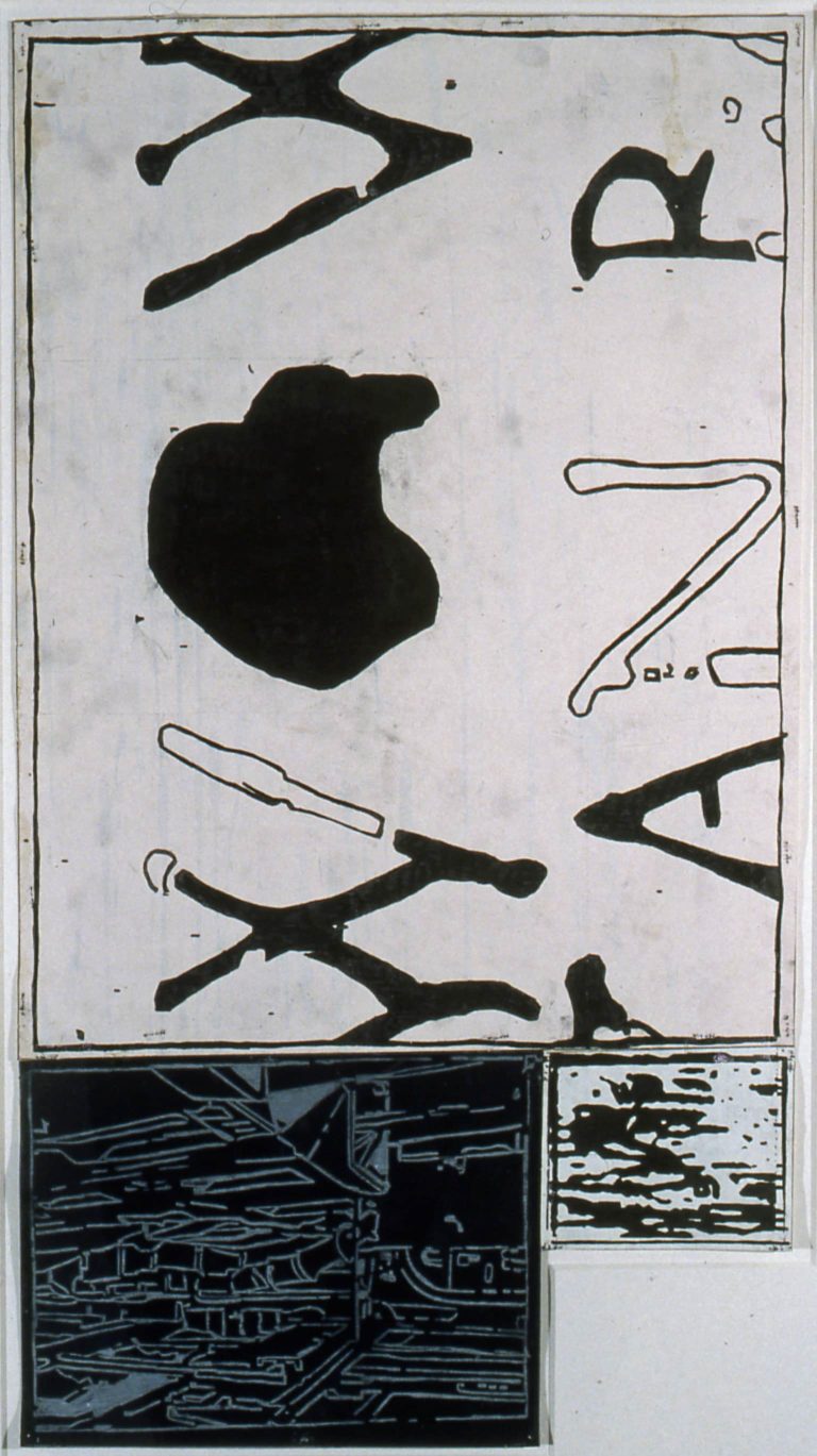 Eugene Brodsky, "Skull War Wall," ink on silk