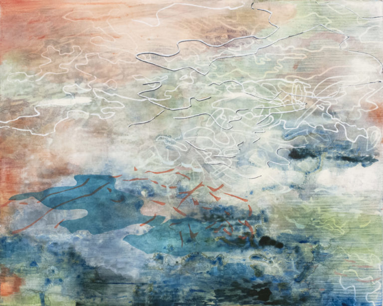 Laura Fayer, "Symphony of the Sea," acrylic, rice paper on canvas