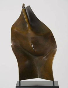 Joe Gitterman, "Torso 12," patinated bronze, black oak base