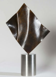 Joe Gitterman, "Torso 4," patinated bronze, polished stainless steel base