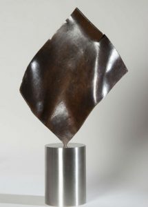 Joe Gitterman, "Torso 5," patinated bronze, polished stainless steel base