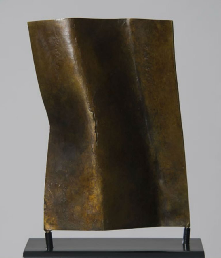 Joe Gitterman, "Torso 6," patinated bronze, black oak base