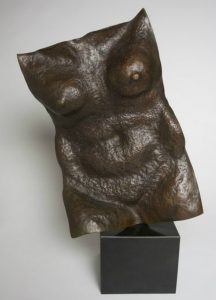 Joe Gitterman, "Torso," patinated bronze, black oak base