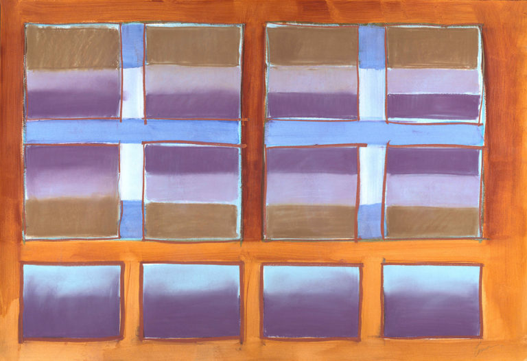 Zemma Mastin White, "Twelve Squares on Sepia Ground," acrylic wash, pastel on paper