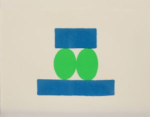 Cynthia Kirkwood, "Two, Green and Blue," serigraph on Munken paper