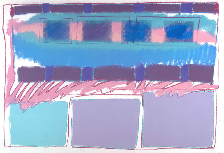 Zemma Mastin White, "Two Lilac Squares," pastel on paper
