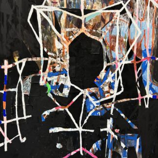 Galen Cheney, "Limbic," mixed media on collaged canvas