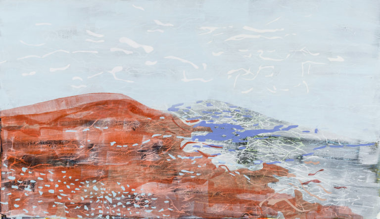 Laura Fayer, "Palace Rock," acrylic and Japanese paper on paper