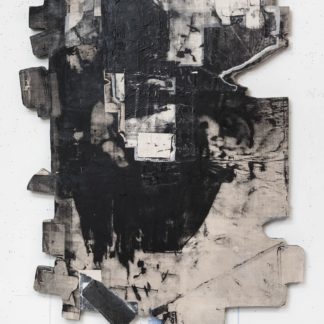 Eugene Brodsky, "Mask Fragment," ink on silk mounted on panel