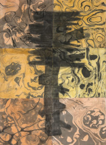 Mary Manning, "Norwegian Wood," monoprint, encaustic on encaustiflex paper