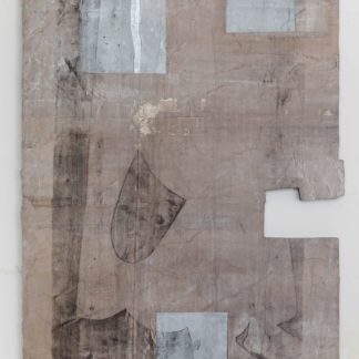 Eugene Brodsky, "Seated Man Fragment," ink on silk, mounted on panel