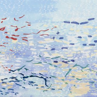 Laura Fayer, "Half Moon Bay," acrylic and Japanese paper on paper