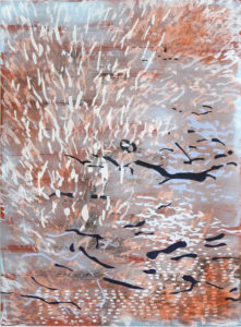 Laura Fayer, "Red Star Canyon 303," acrylic, Japanese paper on paper
