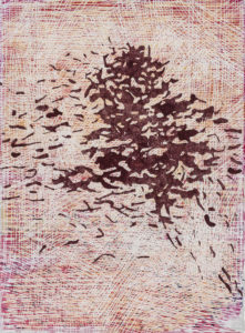 Laura Fayer, "Thereafter," acrylic and Japanese paper on paper