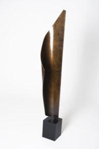 Joe Gitterman, "On Point 1," patinated bronze, black painted aluminum base