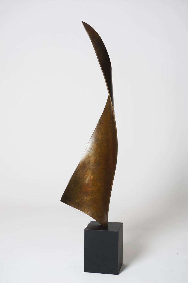Joe Gitterman, "On Point 3", patinated bronze, black painted aluminum base