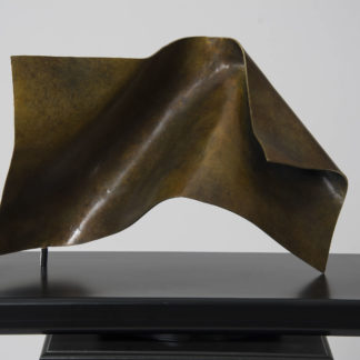 Joe Gitterman, "Folded Form 5," patinated bronze, black oak base