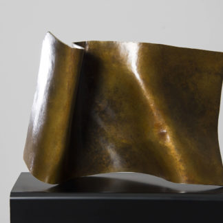Joe Gitterman, "Folded Form 6," patinated bronze, black oak base