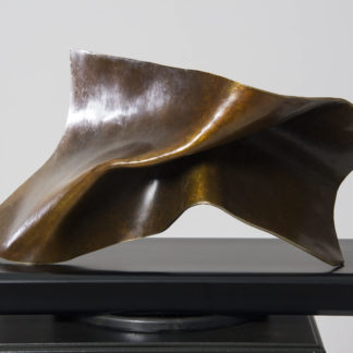 Joe Gitterman, "Folded Form 7," patinated bronze with black oak base