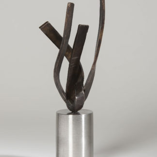 Joe Gitterman, "On Point 4", patinated bronze, polished stainless steel base