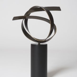 Joe Gitterman, "Poised 10," patinated bronze, black painted aluminum base