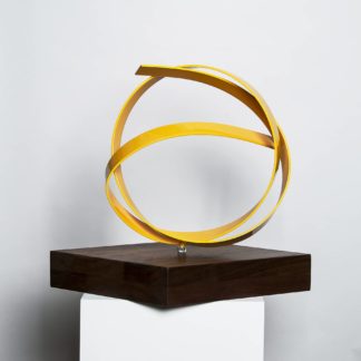 Joe Gitterman, "Yellow Knot on Walnut Base," stainless steel, painted