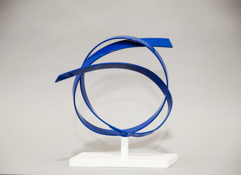 Joe Gitterman, "Blue Knot," stainless steel, painted