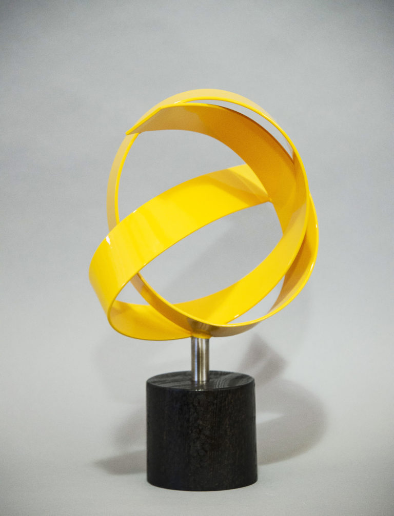Joe Gitterman, "Yellow Knot," stainless steel, painted